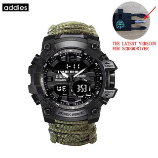 ADDIES Men Military Outdoor Watch Compass Multifunctional Waterproof Quartz Watch LED Digital Watch relogio masculino ALODIA STORE