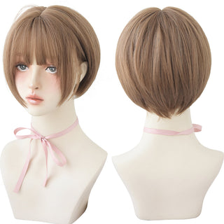 7JHH WIGS Short Bob Straight Ombre Blonde Wigs With Bang For Girl Black Female Synthetic Shoulder Length Crochet Hair Ginger Wig ALODIA STORE