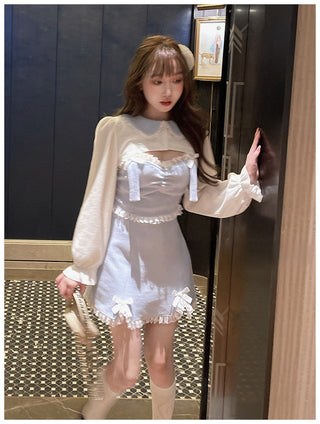 Lolita Dress Women Bow Pink Kawaii Party Mini lace Princess  Dresse Winter 2024 ALODIA STORE