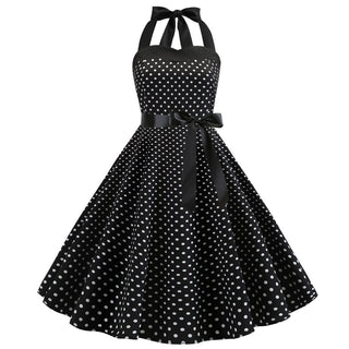 Women Red Cherry Party Dress Vintage 50s Rockabilly Hepburn Dress 2023 Elegant Summer Strapless Swing Retro Halter Pin up Dress ALODIA STORE
