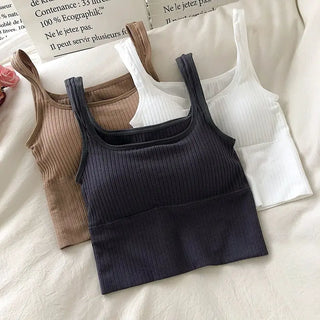 Summer Y2k Top Women Basic Streetwear CropTops Solid Color Casual Tank Top Woman Slim Elasticity TShirt Backless Camisole Female ALODIA STORE