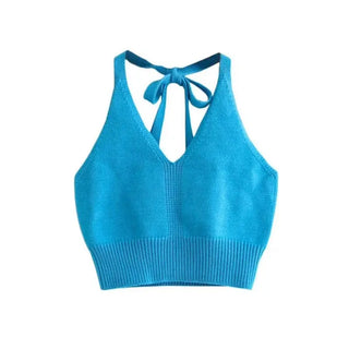 Summer Tank Top V Neck Tops Women CropTop Knitting Beach Cropped Sexy Fashion Clothes Women Camisole Streetwear ALODIA STORE