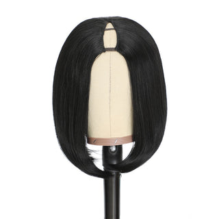 Straight 8-14 inch V part Synthetic Half  Wig For Black Women Short Cut V Part  Straight Bob Wig No Leave Out  Natural Color ALODIA STORE
