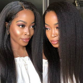 14" Black Kinky Straight Wig Female Natural Hair Woman Wigs Blonde/Brown/Red Yaki Synthetic Wig High Quality For Black Women ALODIA STORE