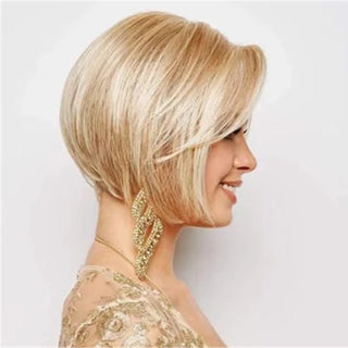 Womens Fashion Bob Wig Short Blonde Bob Wigs Black Roots Heat Resistant Synthetic Ombre Bob Hair Fancy Dress Party Wig for Women ALODIA STORE