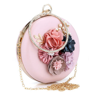 Pink Round Flower Clutch Bag ALODIA STORE