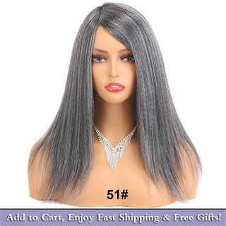 14" Black Kinky Straight Wig Female Natural Hair Woman Wigs Blonde/Brown/Red Yaki Synthetic Wig High Quality For Black Women ALODIA STORE