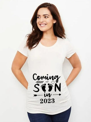 Baby Loading 2023 Women Printed Pregnant T Shirt Girl Maternity Short Sleeve Pregnancy Announcement Shirt New Mom Clothes ALODIA STORE