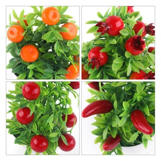 Artificial Plant Bonsai Orange Pomegranate Fruit Tree Window Sill Decoration Plastic Garden Fake Plant Potted Home Decoration ALODIA STORE