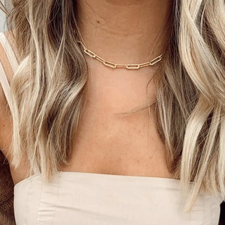 eManco Hot Fashion Paperclip Link Chain Women Necklace Stainless Steel Gold Color Chain Necklace For Women Men Jewelry Gift ALODIA STORE