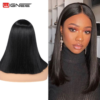 Wignee Straight Short Hair Synthetic Wigs For Women Heat Resistant Ombre Daily Soft Hair Glueless Daily Fiber Wigs Red Hair ALODIA STORE
