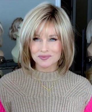 Womens Fashion Bob Wig Short Blonde Bob Wigs Black Roots Heat Resistant Synthetic Ombre Bob Hair Fancy Dress Party Wig for Women ALODIA STORE