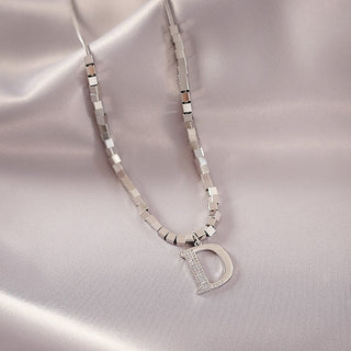 Design Sense Micro Setting Zircon D Letter Pendant Long Necklace Winter Sweater Chain Fashion Jewelry For Woman Girls Party Gift ALODIA STORE