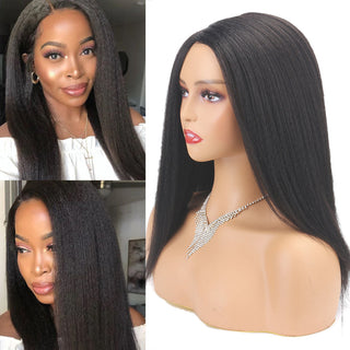 14" Black Kinky Straight Wig Female Natural Hair Woman Wigs Blonde/Brown/Red Yaki Synthetic Wig High Quality For Black Women ALODIA STORE