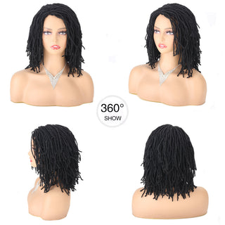 Braided Wig 10inch Synthetic Hair Short Bob Wig for Women Black Blonde Red Dreadlock Goddess Faux Nu Locs Curly Twist Wig Female ALODIA STORE
