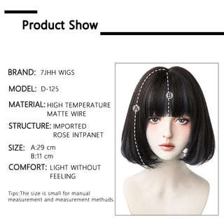 7JHH WIGS Short Bob Straight Ombre Blonde Wigs With Bang For Girl Black Female Synthetic Shoulder Length Crochet Hair Ginger Wig ALODIA STORE