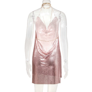 Sexy Backless y2k Metal Party Summer Dress Women Beach Night club Mini slip dress Glitter Sequin ladies Dresses Vestidos HL ALODIA STORE