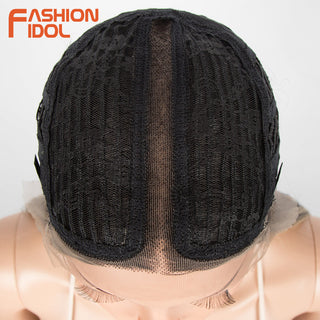 38 inch Straight Hair Synthetic Lace Front Wigs For Women High Temperature Fiber Ombre Blonde Highlight Cosplay Wig FASHION IDOL ALODIA STORE