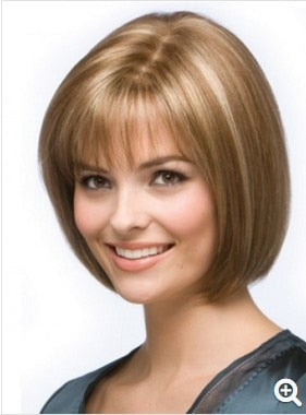 Womens Fashion Bob Wig Short Blonde Bob Wigs Black Roots Heat Resistant Synthetic Ombre Bob Hair Fancy Dress Party Wig for Women ALODIA STORE