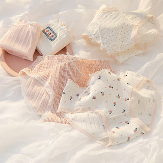 WomeN Cotton Underwear Lovely Girl Bow Panties Sexy Lace Panties Mid Waist Seamless Comfort Briefs Female Lingerie ALODIA STORE