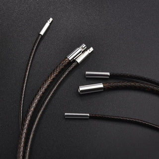 45/50/60cm Black Brown Braid Wax Cord DIY Pendant Necklace Jewelry Making Handmade Leather Rope Steel Clasp String Chain ALODIA STORE