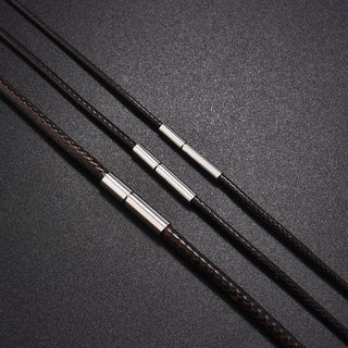 45/50/60cm Black Brown Braid Wax Cord DIY Pendant Necklace Jewelry Making Handmade Leather Rope Steel Clasp String Chain ALODIA STORE