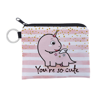 Cute dinosa printing waterproof Purse Card Key Pouch Small Zipper Coin Purse Card ALODIA STORE
