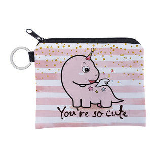 Cute dinosa printing waterproof Purse Card Key Pouch Small Zipper Coin Purse Card ALODIA STORE