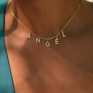 Custom Personalized Name Necklace for Women, Initial Letter Pendant Zircon Necklace, Stainless Steel Wholesale Jewelry ALODIA STORE