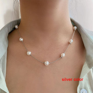2022 Popular Silver Colour Sparkling Clavicle Chain Choker Necklace Collar For Women Fine Jewelry Wedding Party Birthday Gift ALODIA STORE