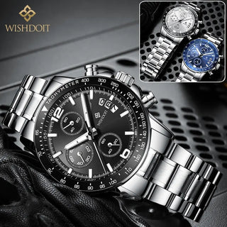 WISHDOIT New Fashion Men's Watch Top Luxury Brand Watch 30m Waterproof Luminous Stainless Steel Men's Watch Reloj hombre ALODIA STORE