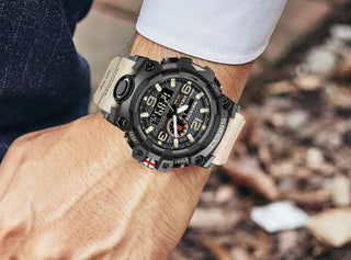 SMAEL Men Sport Watches Dual Time Digital Watch Quartz 50m Waterproof Watch Led Military Watch Sport 8035 Men Watches Wristwatch ALODIA STORE
