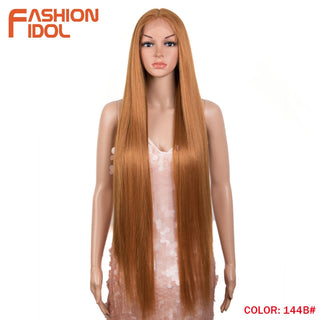 38 inch Straight Hair Synthetic Lace Front Wigs For Women High Temperature Fiber Ombre Blonde Highlight Cosplay Wig FASHION IDOL ALODIA STORE