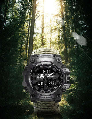ADDIES Men Military Outdoor Watch Compass Multifunctional Waterproof Quartz Watch LED Digital Watch relogio masculino ALODIA STORE