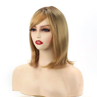 Womens Fashion Bob Wig Short Blonde Bob Wigs Black Roots Heat Resistant Synthetic Ombre Bob Hair Fancy Dress Party Wig for Women ALODIA STORE