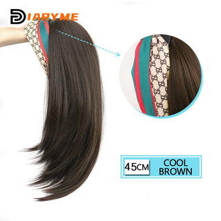 DM Headband Wig Synthetic Long Wavy Hair Wigs With Headband Cosplay Wig Female Natural Heat Resistant Half Hair Wig For Women ALODIA STORE