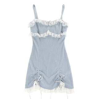 Lolita Dress Women Bow Pink Kawaii Party Mini lace Princess  Dresse Winter 2024 ALODIA STORE