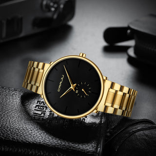 CRRJU Mens Watches Stainless Steel Men's Wrist Watch Casual Luxury Waterproof Sport Watch for Men Quartz Watch Relogio Masculino ALODIA STORE