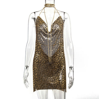 Sexy Backless y2k Metal Party Summer Dress Women Beach Night club Mini slip dress Glitter Sequin ladies Dresses Vestidos HL ALODIA STORE