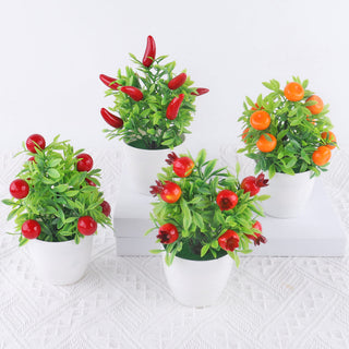 Artificial Plant Bonsai Orange Pomegranate Fruit Tree Window Sill Decoration Plastic Garden Fake Plant Potted Home Decoration ALODIA STORE