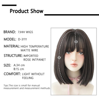 7JHH WIGS Short Bob Straight Ombre Blonde Wigs With Bang For Girl Black Female Synthetic Shoulder Length Crochet Hair Ginger Wig ALODIA STORE