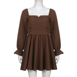 IAMSURE Korean Style Slim Solid Square Collar Puff Sleeve ALODIA STORE