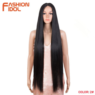 38 inch Straight Hair Synthetic Lace Front Wigs For Women High Temperature Fiber Ombre Blonde Highlight Cosplay Wig FASHION IDOL ALODIA STORE