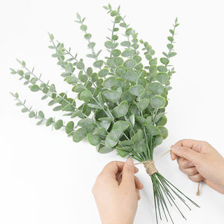 6/12/18pcs Artificial Eucalyptus Leaves Fake Plant Green Branch For Christmas Wedding Party Home Garden Decoration Wreath Flower ALODIA STORE