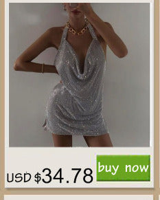 Sexy Backless y2k Metal Party Summer Dress Women Beach Night club Mini slip dress Glitter Sequin ladies Dresses Vestidos HL ALODIA STORE