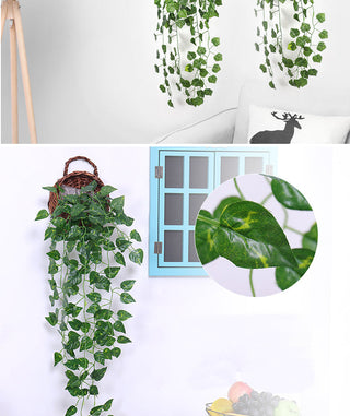 90CM Artificial Green Plant Hanging Ivy Leaf Seaweed Radish Artificial Flower Grapevine Home Garden Wall Fence Party Decoration ALODIA STORE
