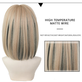 7JHH WIGS Short Bob Straight Ombre Blonde Wigs With Bang For Girl Black Female Synthetic Shoulder Length Crochet Hair Ginger Wig ALODIA STORE