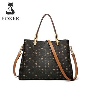 FOXER Business Lady Elegant Handbag Large Capacity Commuter Totes Style Signature Bag for Women Monogram PVC Purse Shoulder Bags ALODIA STORE