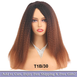14" Black Kinky Straight Wig Female Natural Hair Woman Wigs Blonde/Brown/Red Yaki Synthetic Wig High Quality For Black Women ALODIA STORE