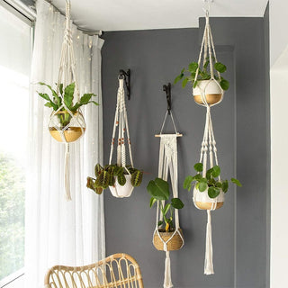 Macrame Handmade Plant Hanger Baskets Flower Pots Holder Balcony Hanging Decoration Knotted Lifting Rope Home Garden Supplies ALODIA STORE